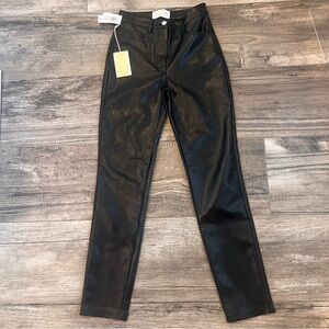 Wilfred Pants Sz 2 Black The Melina WILFRED Faux Leather High Rise SLIM NWT #114